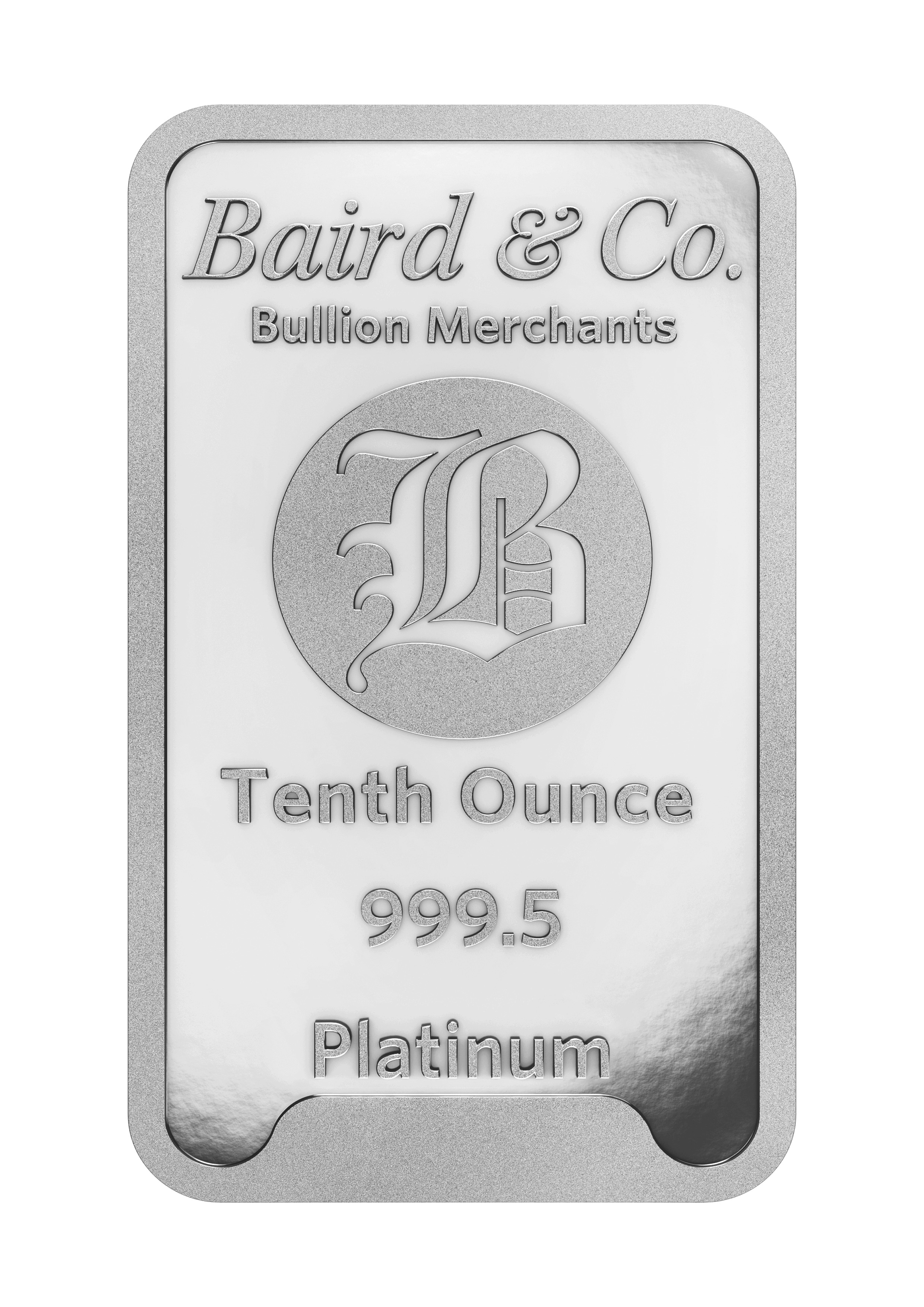 Tenth oz Platinum Minted Bar